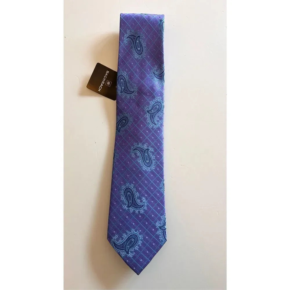 Brand New Bachrach Bruno Marchesi 100% Silk Purple Men’s Tie